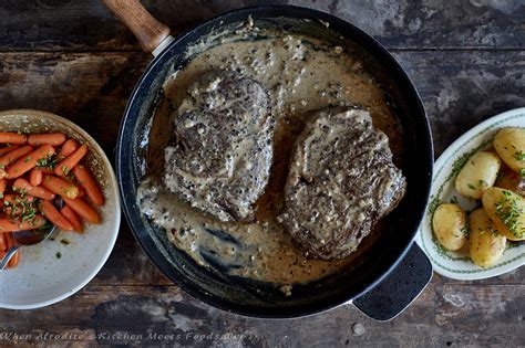 Gently crush the peppercorns for a more intense taste. Classic Rib Eye Steaks With Peppercorn Sauce, Parisian ...