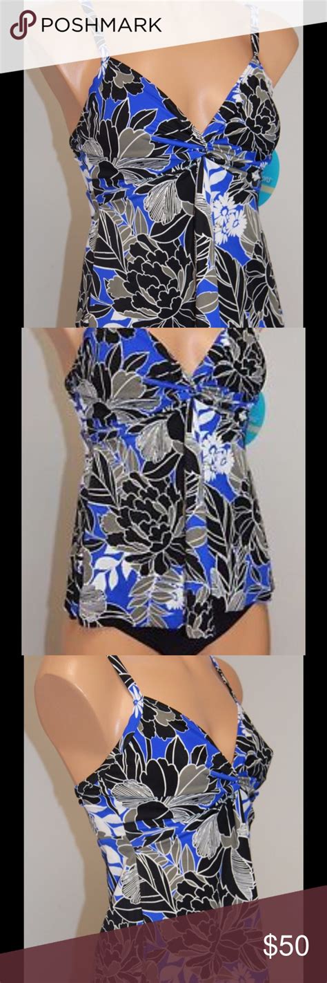 Nwt Swim Solutions Cami Tankini Bathing Suit Swim Adjustable Straps