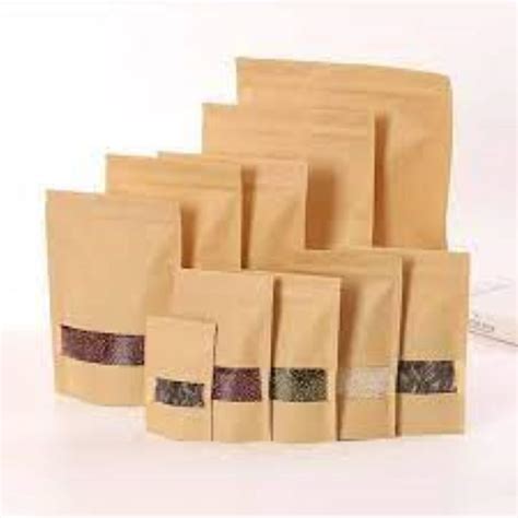 Plain Matte Brown Kraft Paper Stand Up Zipper Pouch At Rs 270kg In New