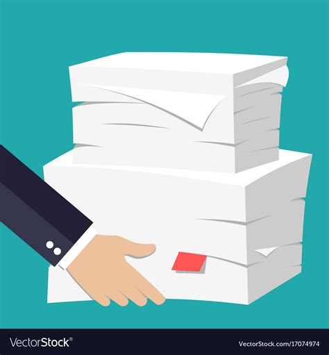 Hand Hold Stack Of Papers Royalty Free Vector Image