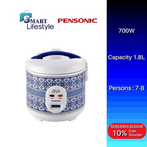 pensonic batik series 1 8l rice cooker psr 1801 psr 1808b shopee malaysia