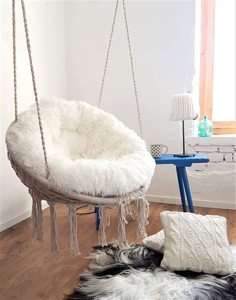 Hanging Chair Soft Fluffy Pillow Fixing Of A Swing Etsy Uk
