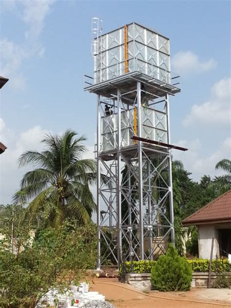 Kami fiberglass bandung melayani jasa pembuatan tower wall climbing dengan rangka besi. Elevated Tower 50 M3 Galvanized Steel Structure Water Tank ...