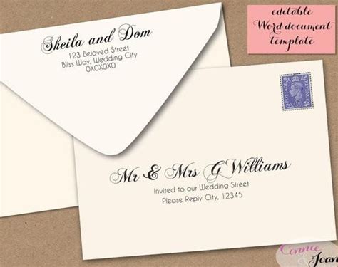 5x7 Postcard Template For Word Printable Wedding Envelope Template 5x7