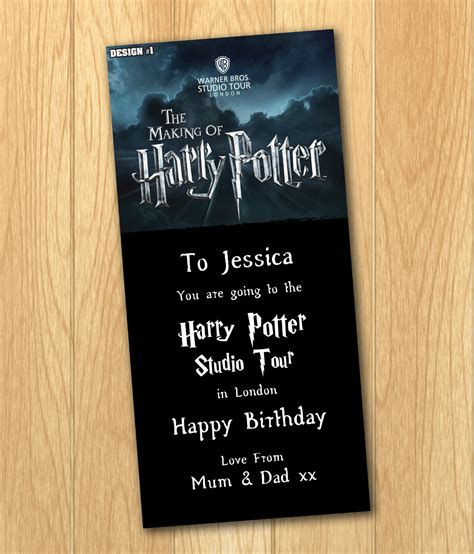 Harry Potter Studio Tour Gift Ticket Personalised
