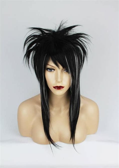 Black Emo Synthetic Wig Fringe Heat Resistant Etsy Synthetic Wigs