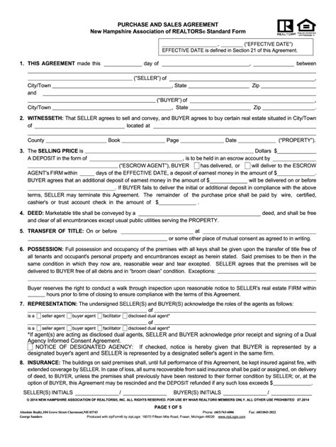Nh Purchase And Sales Agreement Fill Out And Sign Online Dochub