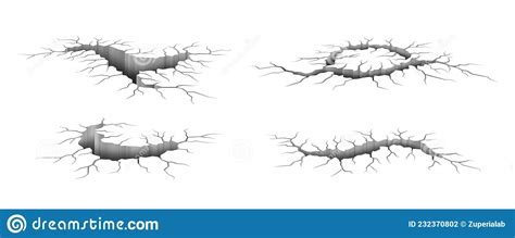 Ground Cracks Fractures On Land Surface Earthquake Breaks Realistic