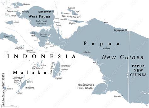 Western New Guinea Gray Political Map Also Papua Is A Western