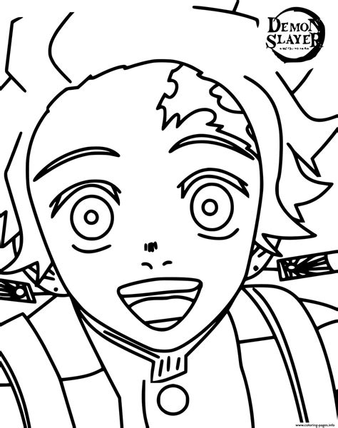 Happy Tanjiro Kamado Kimetsu No Yaib Coloring Page Printable