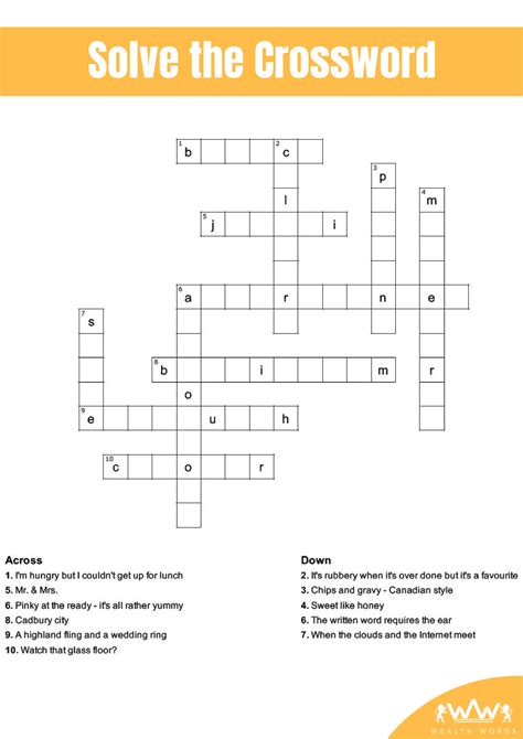 Sunday Puzzle Solve The Crossword Puzzle Wealth Words