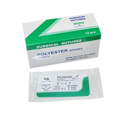 Disposable Sterile Polyester Braided Non Absorbable Medical Suture With