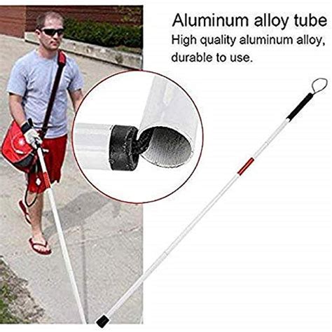 Albio Folding Blind Cane Reflective Red Folding Walking Stick For
