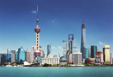 Shanghai Skyline In Sunny Day China Daydream
