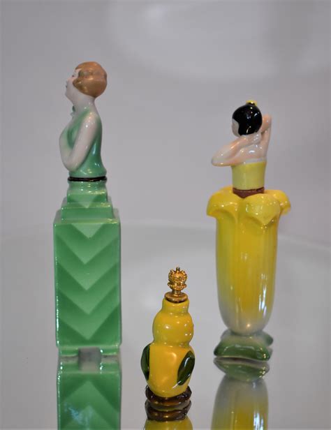 Vintage Perfume Bottles 3 Bavaria Art Deco Porcelain Germany Vintage