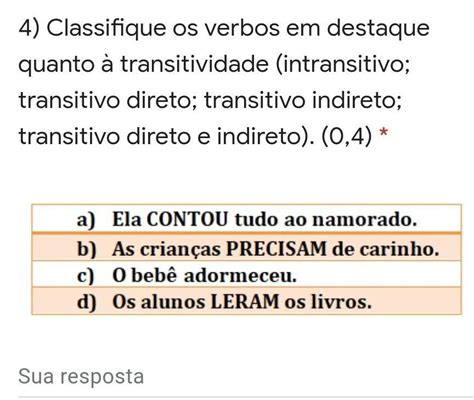 Classifique O Verbo Perder Quanto A Transitividade