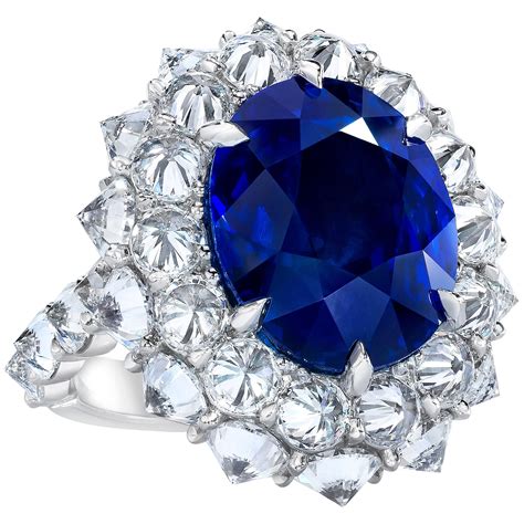 Beautiful French Ceylon Sapphire And Diamond Ring At 1stdibs
