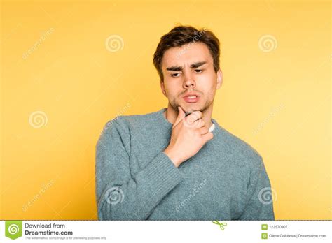 Puzzled Bewildered Man Think Scratch Beard Emotion Stock Image Image