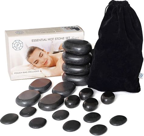 Yommi Hot Stones Massage Premium Set 20 Pcs Total Basalt Energy Rocks For Spa