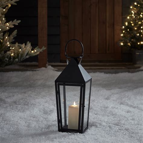 Cairns Medium Black Garden Lantern With Truglow Candle Uk