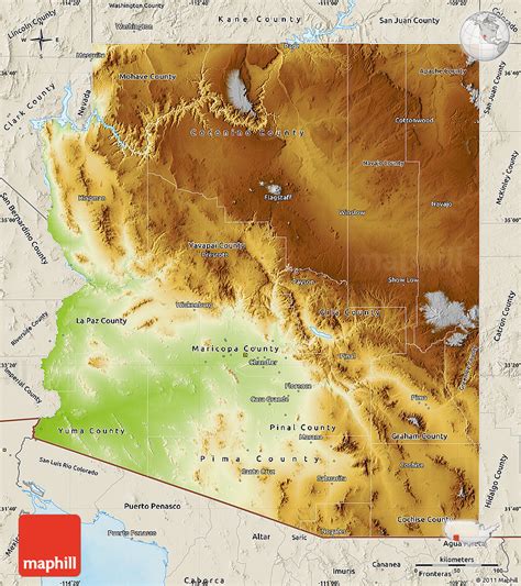 Physical Map Of Arizona Gambaran