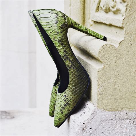 The5thelementshoes Python Green Leather Pumps Rosettishowroom