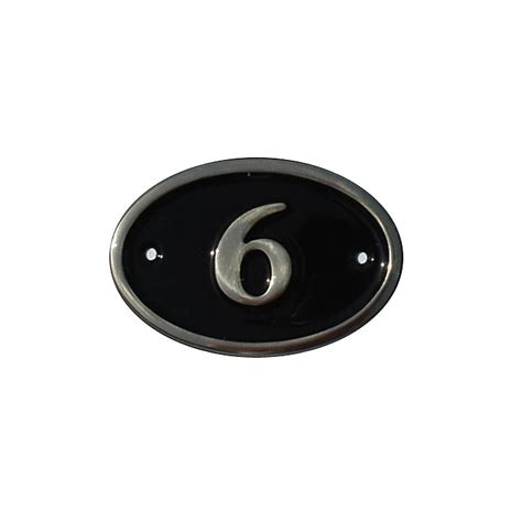 The House Nameplate Company Polished Black Brass Oval House Number 6