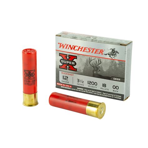 winchester super x 12 gauge 1200 fps 3 5″ 18 pellet 00 buck 5 rounds saint barbs bullets