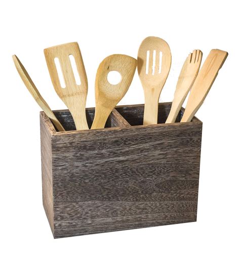 Kitchen Utensils Wooden Set Top Box Diy Bamboo Kitchenware Storage