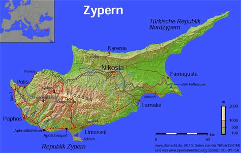 Klicken sie auf ein land, um eine detaillierte karte anzuzeigen. Zypern Karte Europa