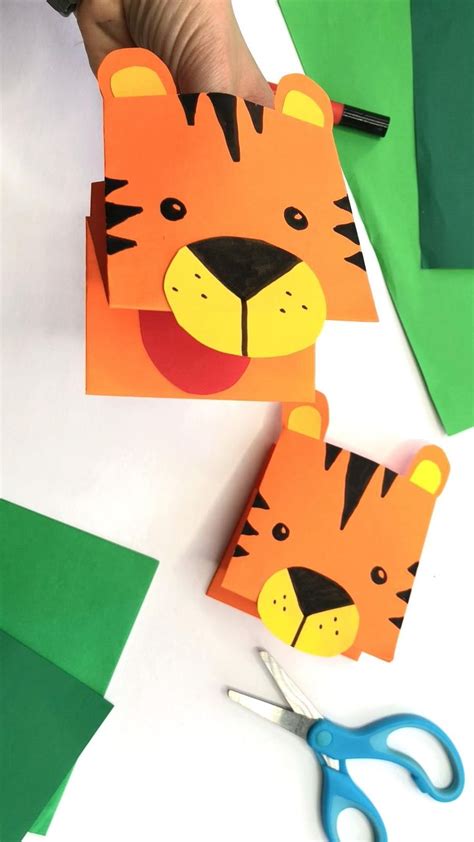 Easy Paper Tiger Puppet For Kids Red Ted Art Easy Crafts Video