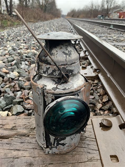 Antique Railroad Lantern Vintage Signal Oil Lamp Handlan Buck Uprr