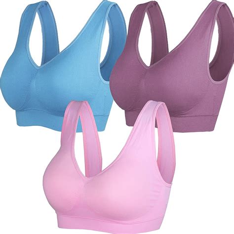 Cabales Womens 3 Pack Seamless Wireless Sports Bra With Removable Pads Ebay