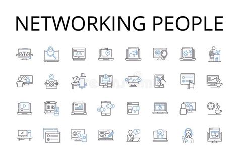 Networking People Line Icons Collection Meeting Friends Socializing