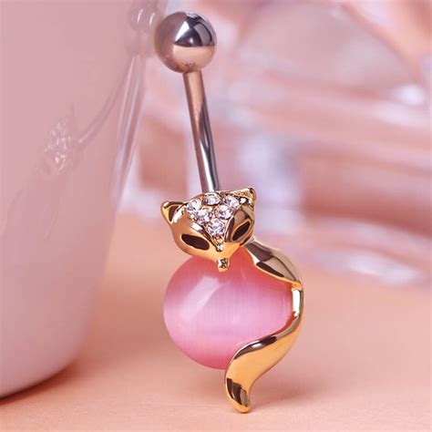 Gold Fox Body Piercings Jewelry Navel Ring Belly Buttons Rings Percing Joias Ouro Industrial