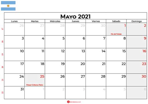 Descargar Gratis Calendario Mayo 2021 Argentina