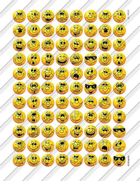 Smileys Emoji Digital Collage Sheets Printable Downloads For Etsy