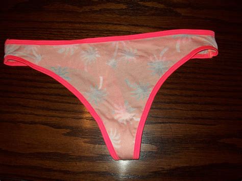 Nwt Victoria S Secret Burn Out Palm Tree Thong Panties Poly Cotton