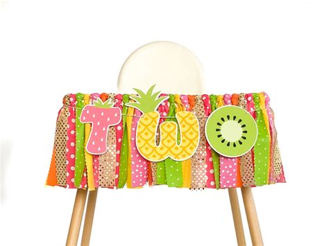 Two Tti Frutti 2nd Birthday Highchair Banner Twotti Fruity Etsy