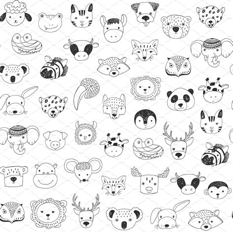 Animal Faces In Trendy Glasses Animal Doodles Doodle Art Animal Faces