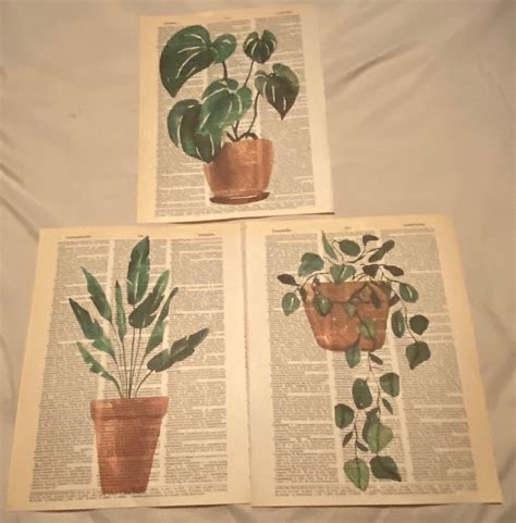 Plant Themed Dictionary Prints Etsy