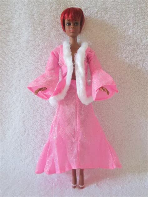 Vintage Mod Barbie Julia Christie Doll Tnt In Pretty Pink Dress Gown