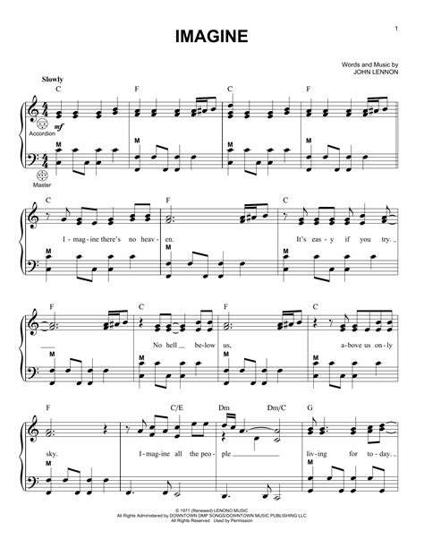 John Lennon Imagine Sheet Music Download Printable PDF Music Notes Score Chords