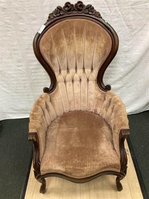 Product available in 2800mm & 4000mm length. Victorian side chair with carved rose crest rail, for ...