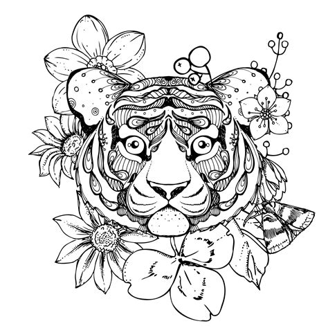 Free Coloring Page For Kids And Adults Tiger Pop And Thistle