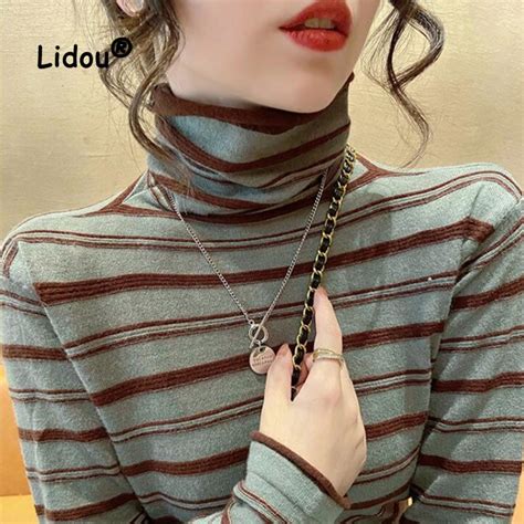 Fashion Double Faced German Velvet Striped Sweaters Women New Classic