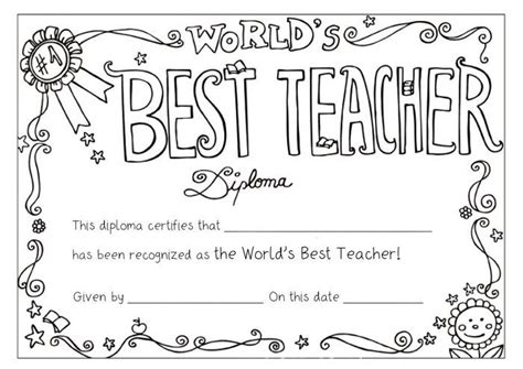 Apples4theteacher.com is an elementary education resource site for teachers and homeschoolers. worlds-best-teacher-diploma-coloring-page | Education ...