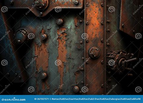 Metallic Rusty Iron Wall Texture With Rivets Surface Texture Design