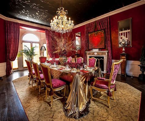 Bright Fuchsia On The Wall Coupled With Black On The Ceiling In A