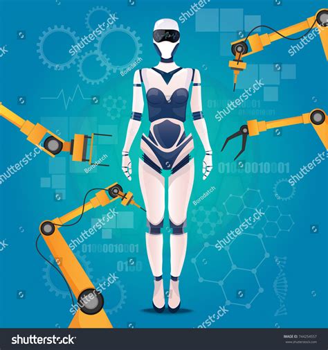 Artificial Intelligence Girl Cyborg Robot Assembly Stock Vector Royalty Free